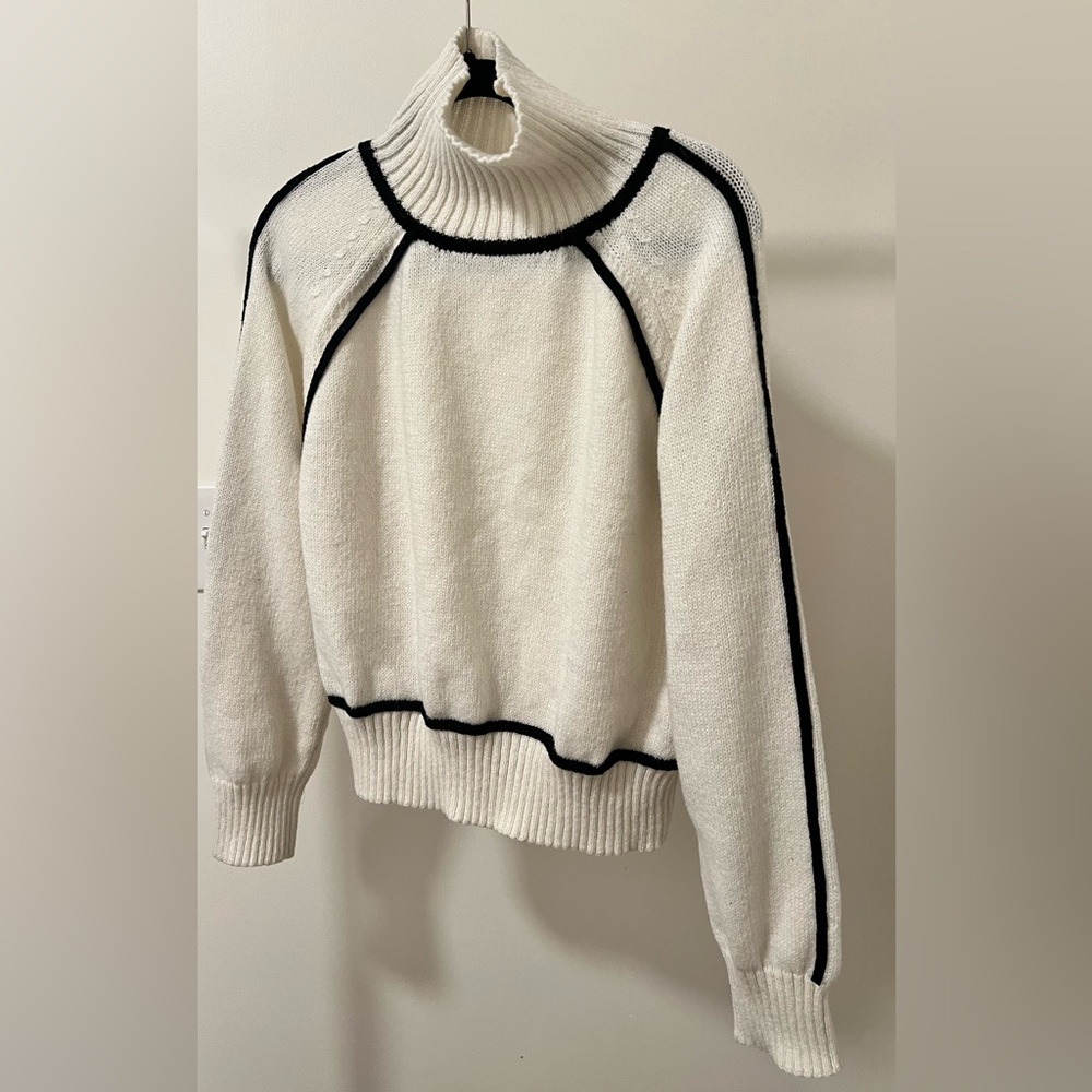 Women's White Sweater with Black Accents